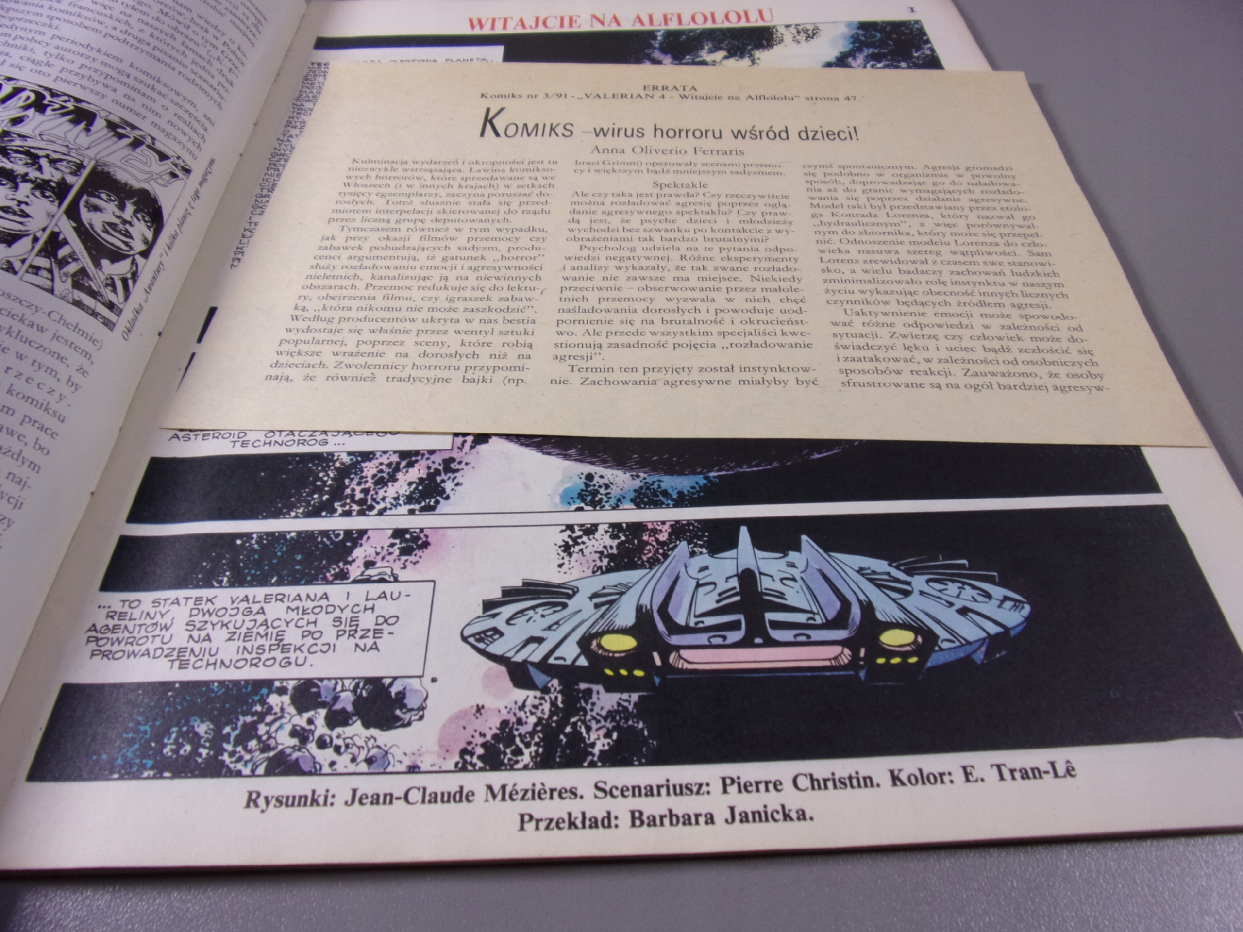 KOMIKS VALERIAN 4. WITAJCIE NA ALFLOLOLU 3/1991 + errata