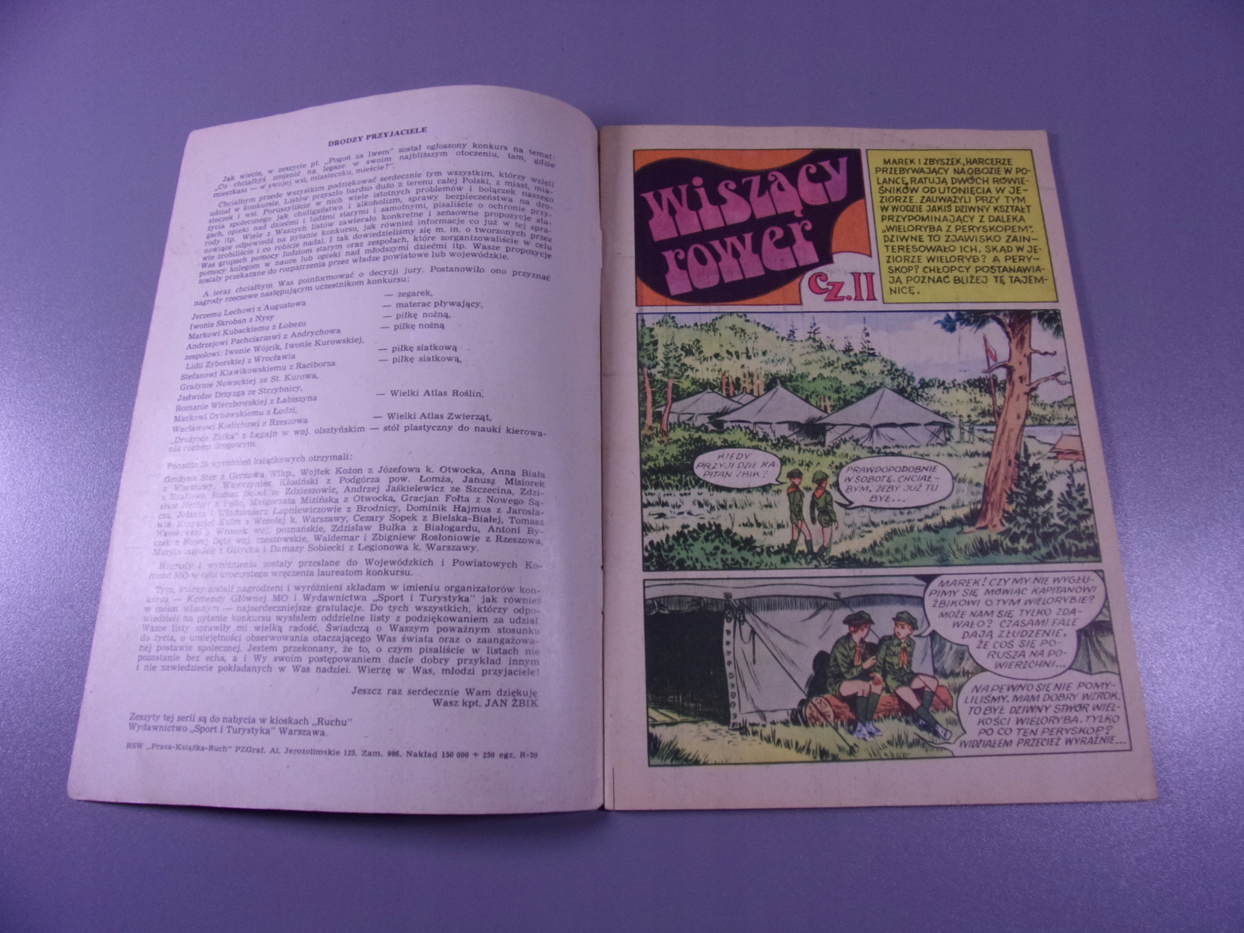 KAPITAN ŻBIK WISZĄCY ROWER wydanie I 1973 r.