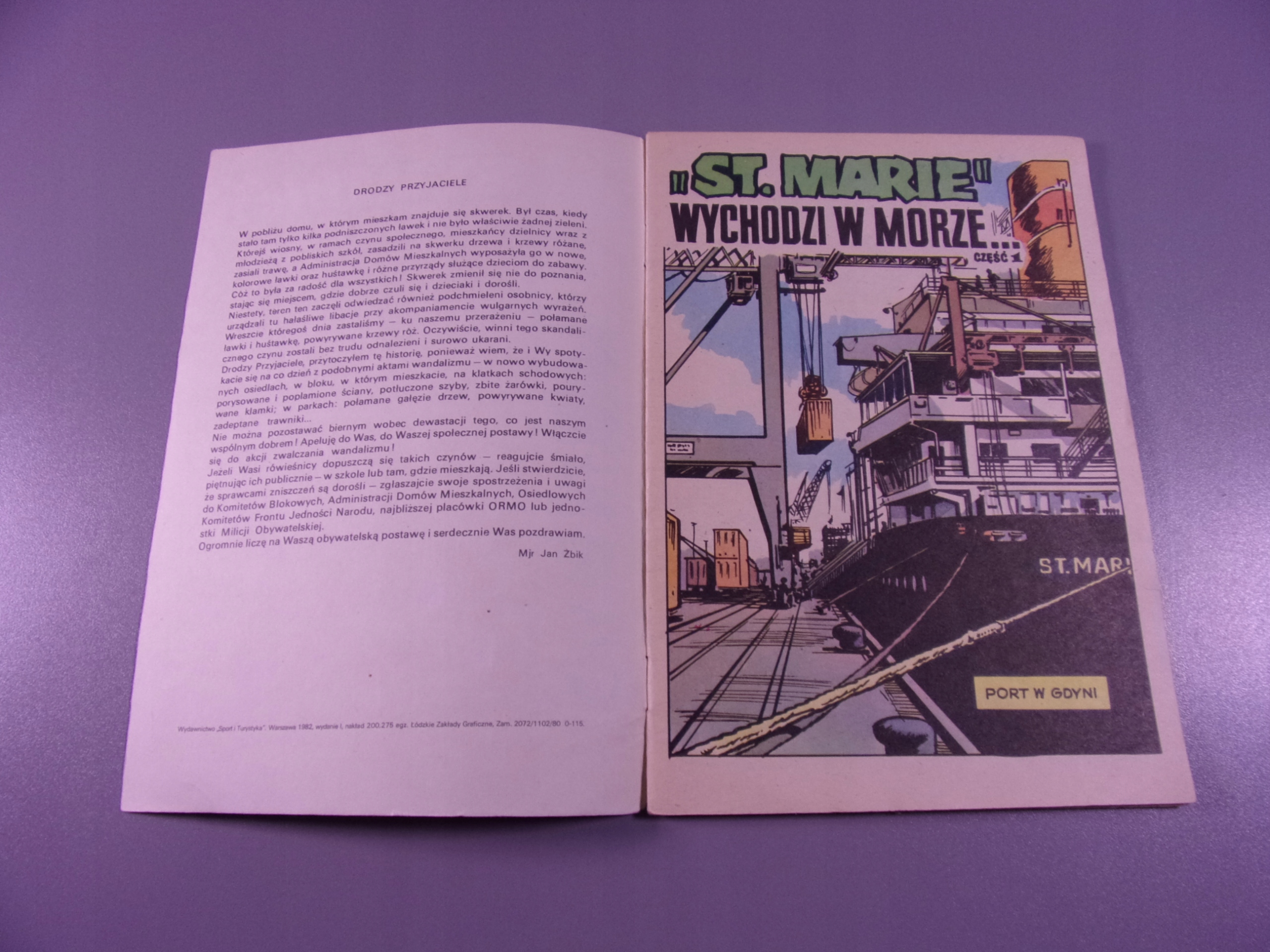 KAPITAN ŻBIK ST. MARIA WYCHODZI W MORZE wydanie I 1982 r.