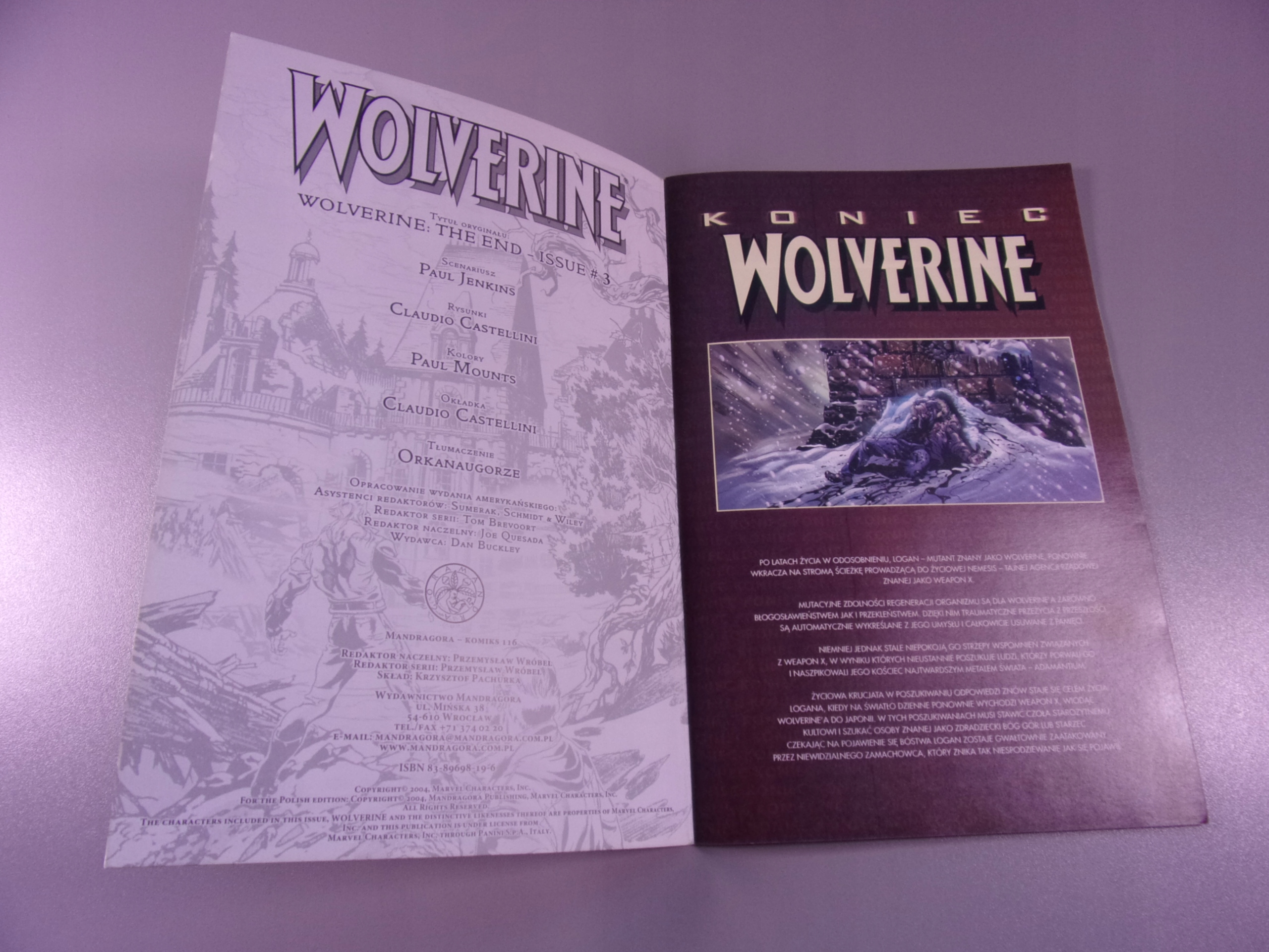 KONIEC WOLVERINE #3 2004 r. MANDRAGORA
