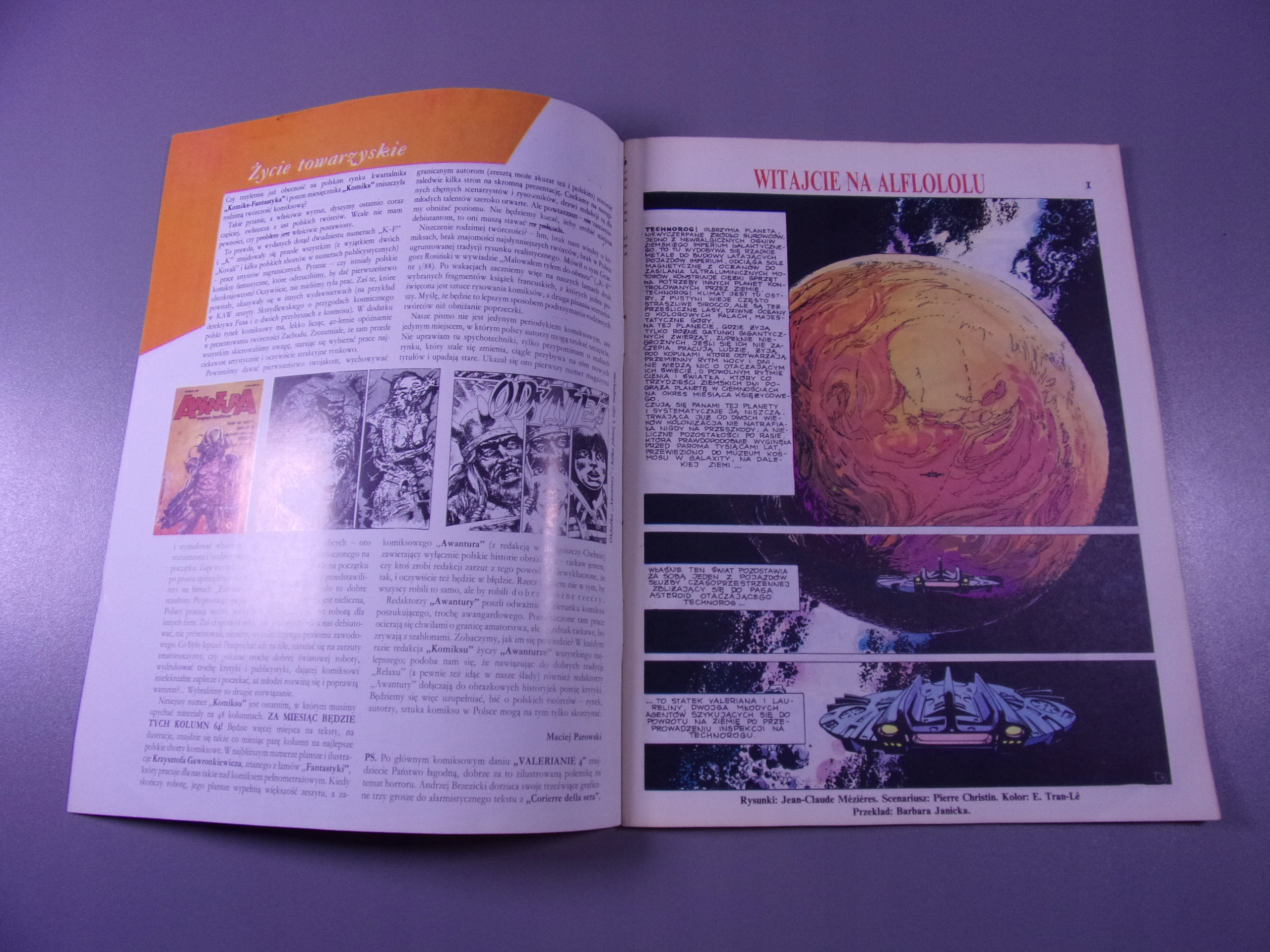 KOMIKS VALERIAN 4. WITAJCIE NA ALFLOLOLU 3/91 + errata