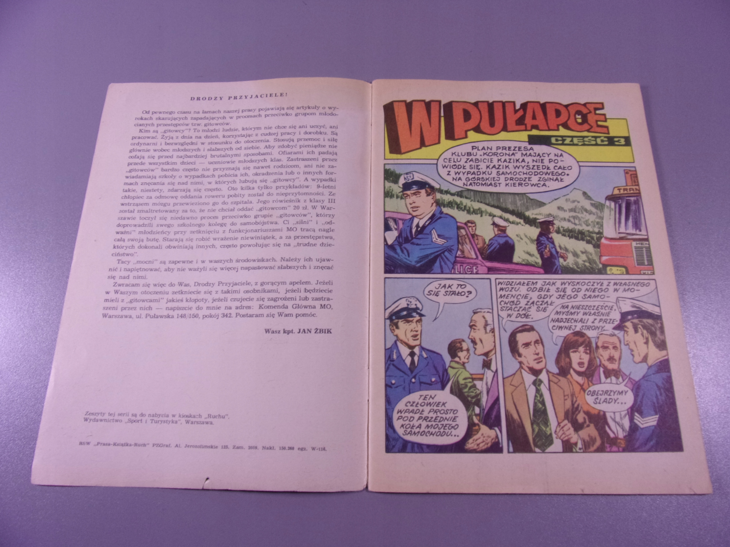 KAPITAN ŻBIK W PUŁAPCE wydanie I 1974 r.